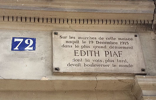 Edith Piaf - Lugar Nacimiento